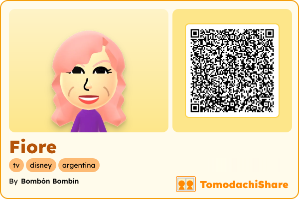Fiore, a female Mii  with tags: tv, disney, argentina
