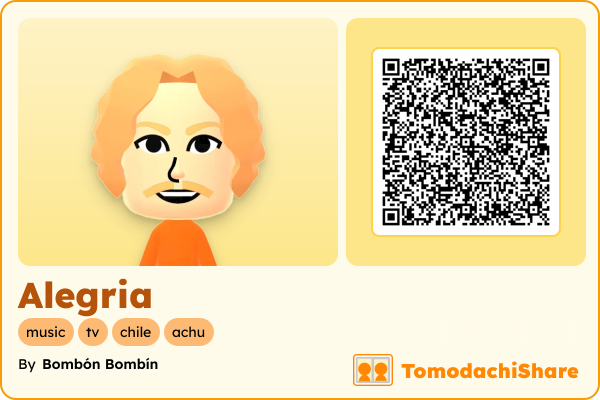 Alegria, a male Mii  with tags: music, tv, chile, achu