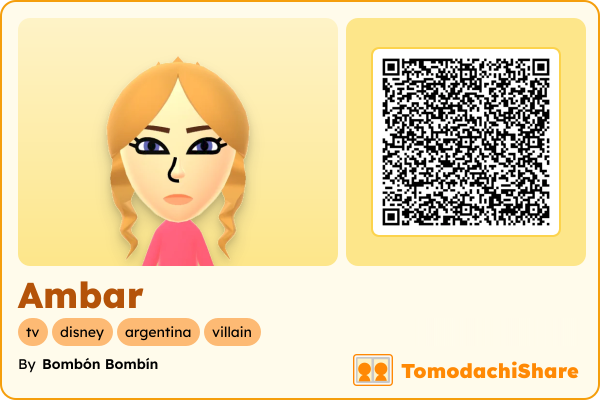 Ambar, a female Mii  with tags: tv, disney, argentina, villain