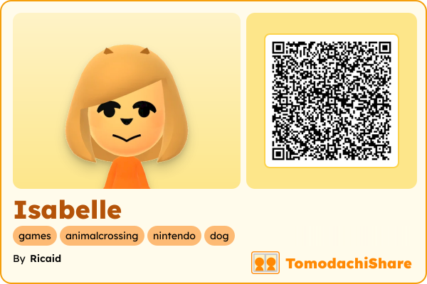 Isabelle, a female Mii  with tags: games, animalcrossing, nintendo, dog