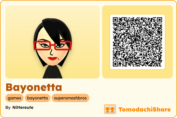 Bayonetta, a female Mii  with tags: games, bayonetta, supersmashbros