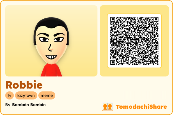 Robbie, a male Mii  with tags: tv, lazytown, meme