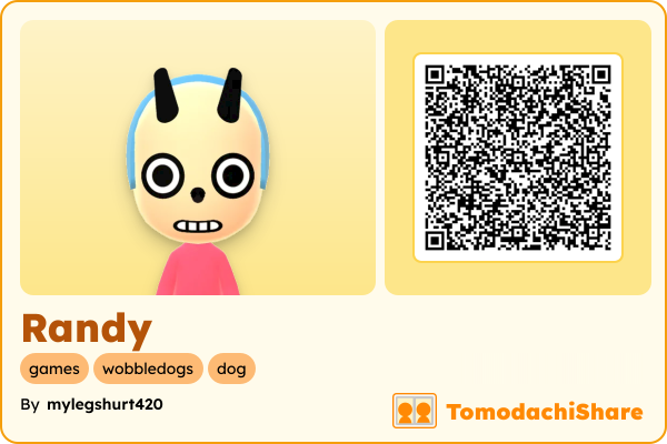 Randy, a male Mii  with tags: games, wobbledogs, dog