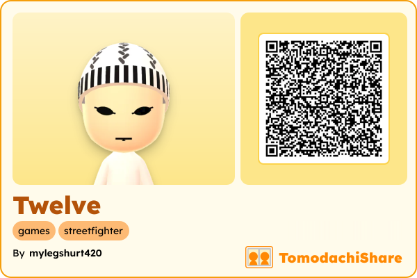 Twelve, a male Mii  with tags: games, streetfighter