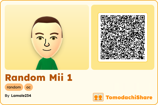 Random Mii 1, a male Mii  with tags: random, oc