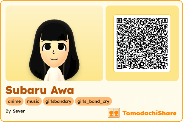 Subaru Awa, a female Mii  with tags: anime, music, girlsbandcry, girls_band_cry