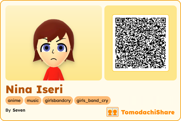Nina Iseri, a female Mii  with tags: anime, music, girlsbandcry, girls_band_cry
