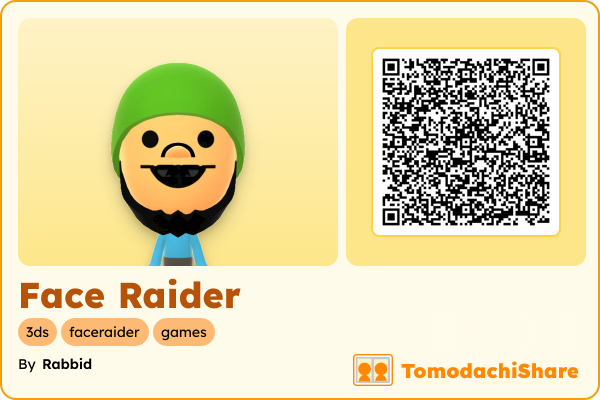 Face Raider, a male Mii  with tags: 3ds, faceraider, games