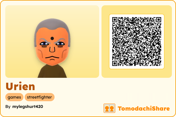 Urien, a male Mii  with tags: games, streetfighter