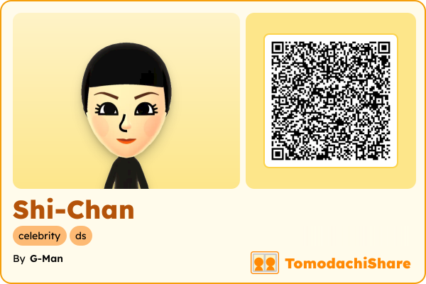 Shi-Chan, a female Mii  with tags: celebrity, ds