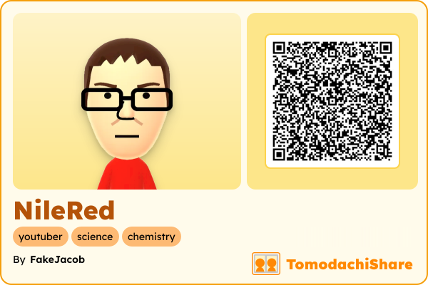 NileRed, a male Mii  with tags: youtuber, science, chemistry
