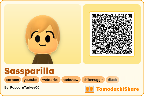 Sassparilla, a female Mii  with tags: cartoon, youtube, webseries, webshow, chiknnuggit, tiktok
