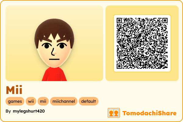 Mii, a male Mii  with tags: games, wii, mii, miichannel, default