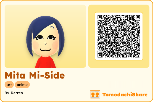 Mita Mi-Side, a female Mii  with tags: art, anime