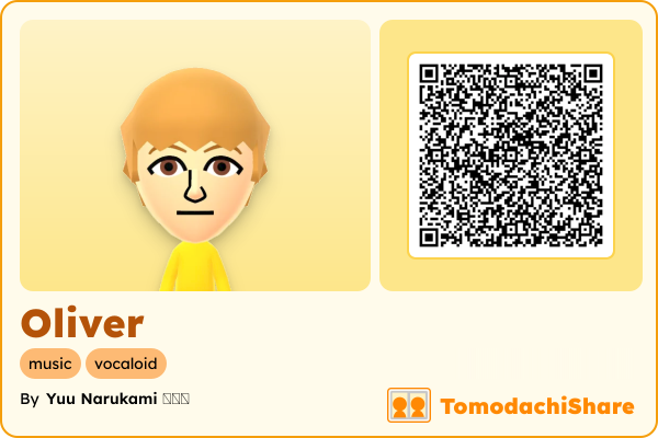 Oliver, a male Mii  with tags: music, vocaloid