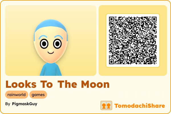 Looks To The Moon, a female Mii  with tags: rainworld, games
