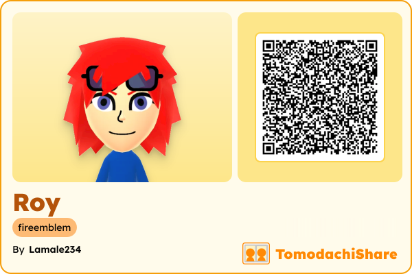 Roy, a male Mii  with tags: fireemblem