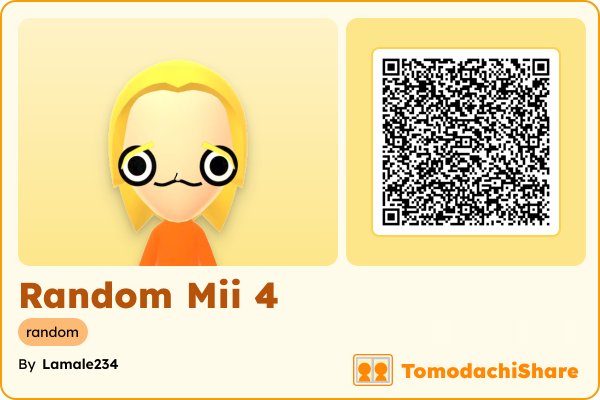Random Mii 4, a male Mii  with tags: random