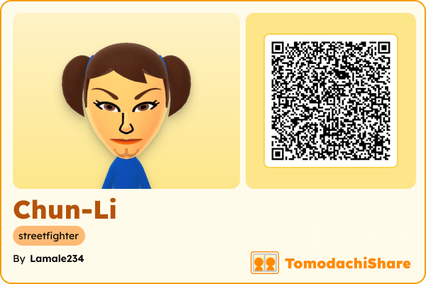 Chun-Li, a female Mii  with tags: streetfighter