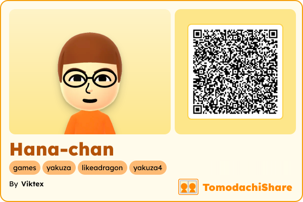 Hana-chan, a female Mii  with tags: games, yakuza, likeadragon, yakuza4