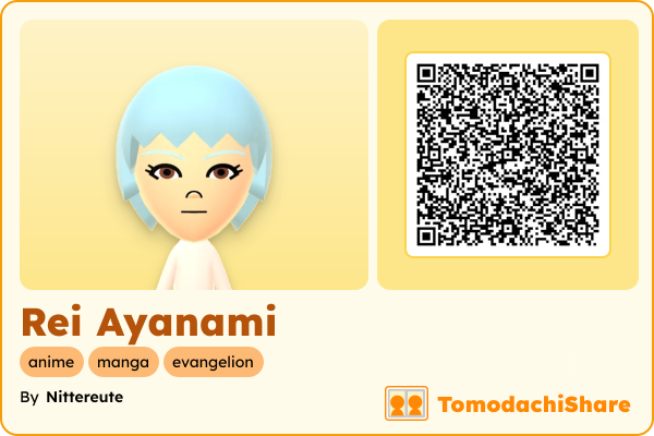 Rei Ayanami, a female Mii  with tags: anime, manga, evangelion