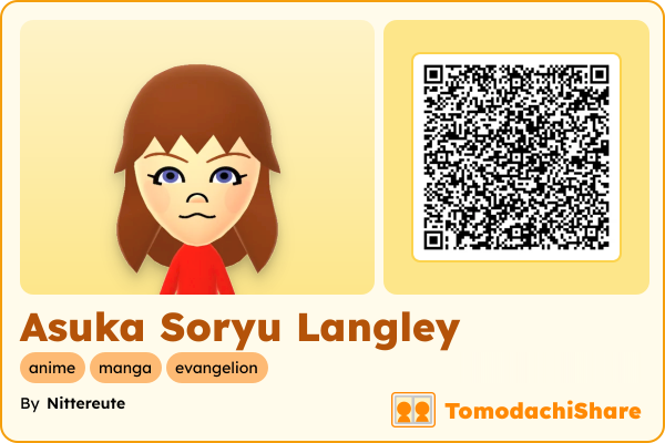 Asuka Soryu Langley, a female Mii  with tags: anime, manga, evangelion