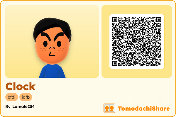 Clock, a male Mii  with tags: bfdi, idfb