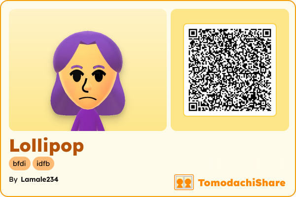 Lollipop, a female Mii  with tags: bfdi, idfb