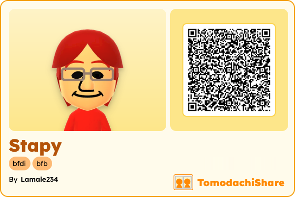 Stapy, a male Mii  with tags: bfdi, bfb