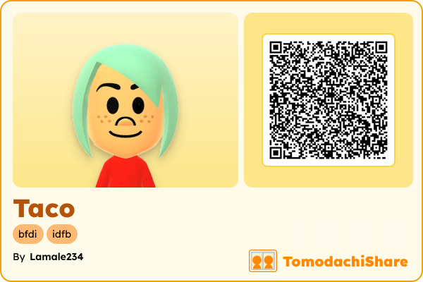 Taco, a female Mii  with tags: bfdi, idfb