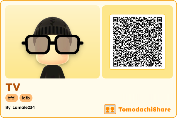 TV, a male Mii  with tags: bfdi, idfb