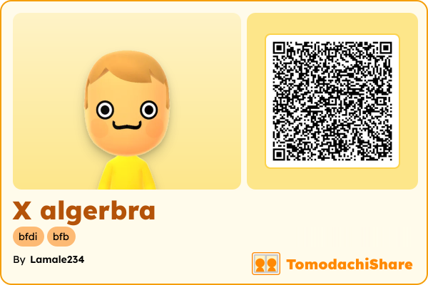 X algerbra, a male Mii  with tags: bfdi, bfb