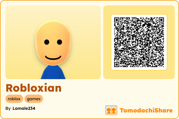 Robloxian, a male Mii  with tags: roblox, games