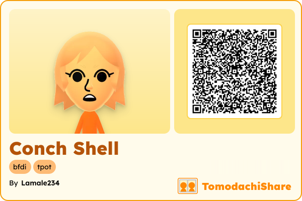 Conch Shell, a female Mii  with tags: bfdi, tpot