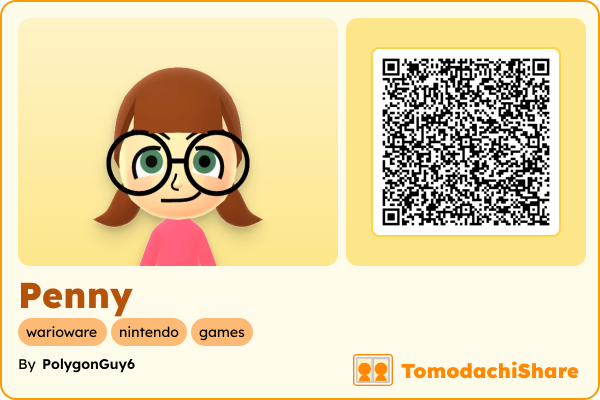 Penny, a female Mii  with tags: warioware, nintendo, games