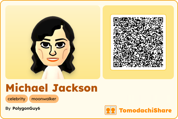 Michael Jackson, a male Mii  with tags: celebrity, moonwalker