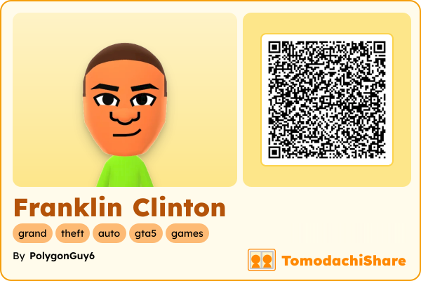 Franklin Clinton, a male Mii  with tags: grand, theft, auto, gta5, games