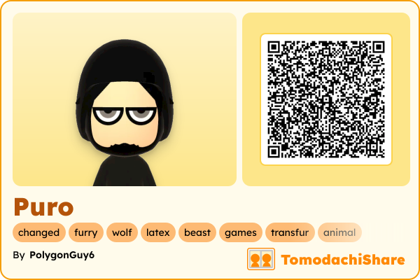Puro, a male Mii  with tags: changed, furry, wolf, latex, beast, games, transfur, animal