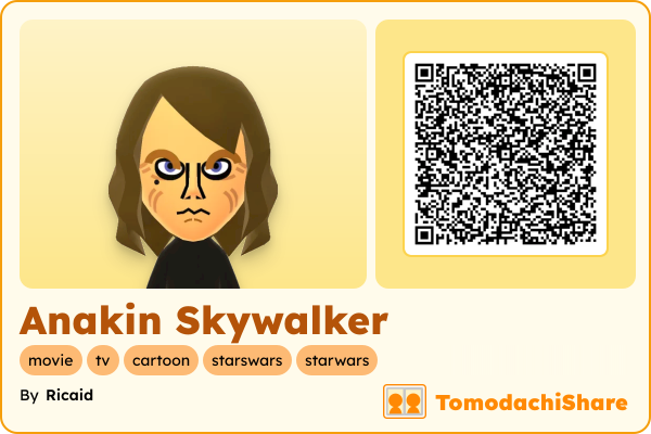 Anakin Skywalker, a male Mii  with tags: movie, tv, cartoon, starswars, starwars