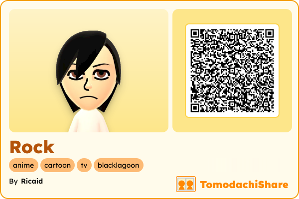 Rock, a male Mii  with tags: anime, cartoon, tv, blacklagoon