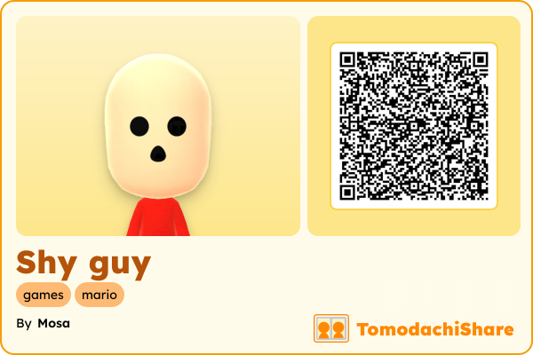 Shy guy, a male Mii  with tags: games, mario