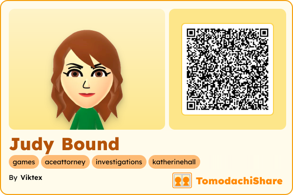 Judy Bound, a female Mii  with tags: games, aceattorney, investigations, katherinehall
