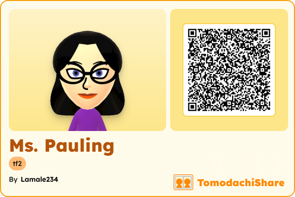 Ms. Pauling, a female Mii  with tags: tf2