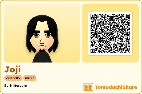 Joji, a male Mii  with tags: celebrity, music