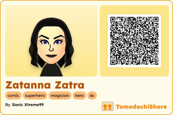 Zatanna Zatra, a female Mii  with tags: comic, superhero, magician, hero, dc