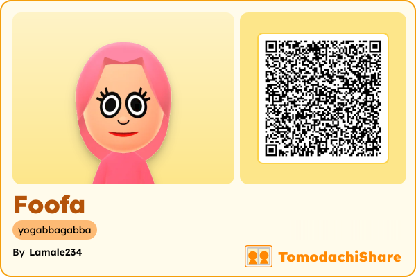 Foofa, a female Mii  with tags: yogabbagabba