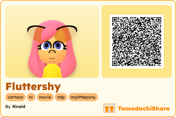 Fluttershy, a female Mii  with tags: cartoon, tv, movie, mlp, mylittlepony