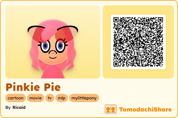Pinkie Pie, a female Mii  with tags: cartoon, movie, tv, mlp, mylittlepony