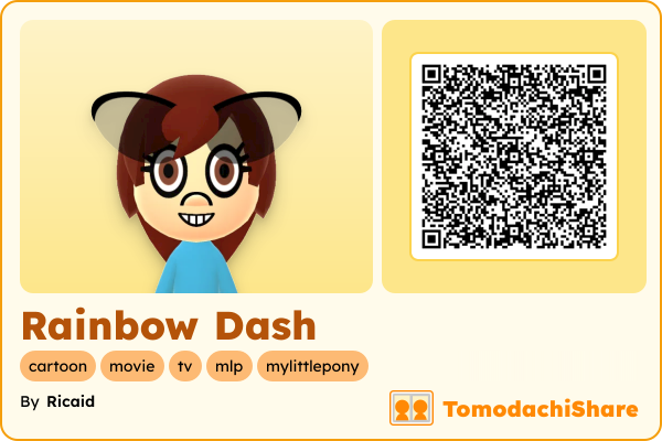 Rainbow Dash, a female Mii  with tags: cartoon, movie, tv, mlp, mylittlepony