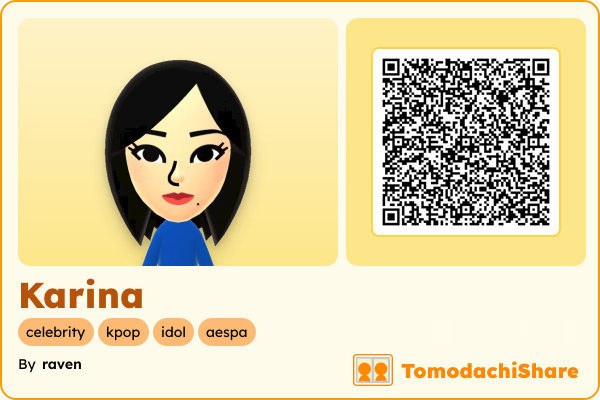 Karina, a female Mii  with tags: celebrity, kpop, idol, aespa